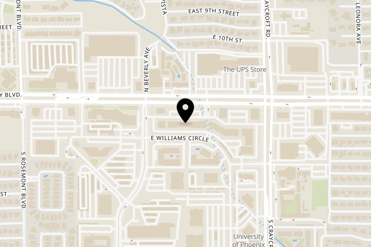 Map showing the location of Kin Dee Thai on 5350 E Broadway Blvd #128 in Tucson